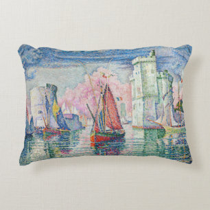 Paul Signac - Entrance of La Rochelle Harbour Accent Pillow