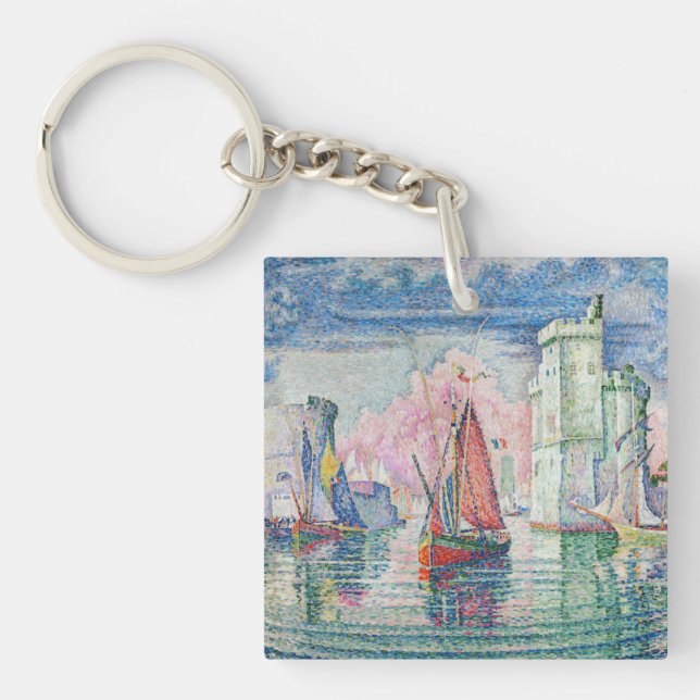 Paul Signac - Entrance of La Rochelle Harbour Keychain (Front)