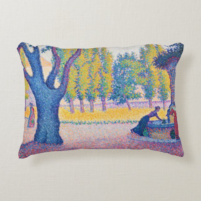 Paul Signac - Fountain des Lices, Saint-Tropez Accent Pillow (Front)