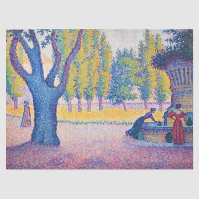 Paul Signac - Fountain des Lices, Saint-Tropez Tissue Paper (Front)