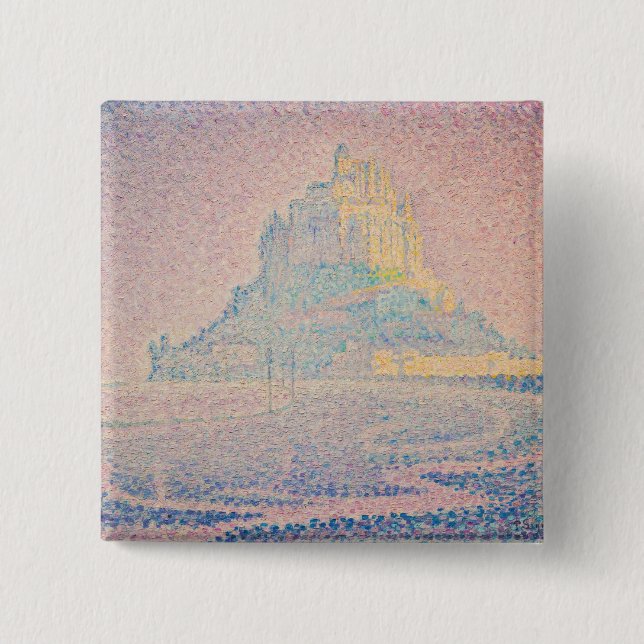Paul Signac - Mount Saint Michel Fog and Sun 2 Inch Square Button (Front)