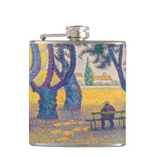 Paul Signac - Place des Lices, Saint-Tropez Hip Flask