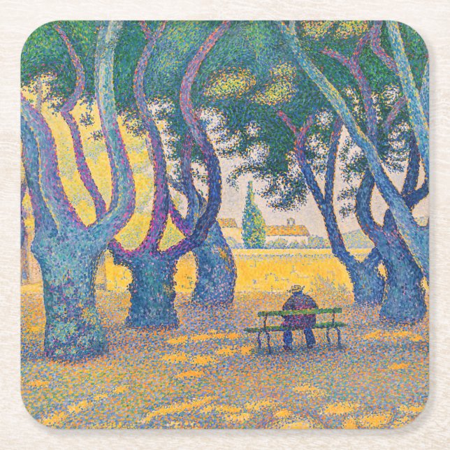 Paul Signac - Place des Lices, Saint-Tropez Square Paper Coaster (Front)