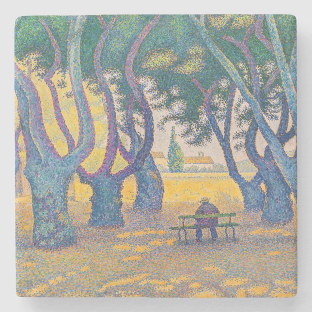 Paul Signac - Place des Lices, Saint-Tropez Stone Coaster (Front)