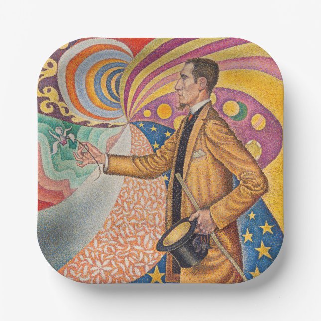 Paul Signac - Portrait of M Felix Feneon, Opus 217 Paper Plate (Front)