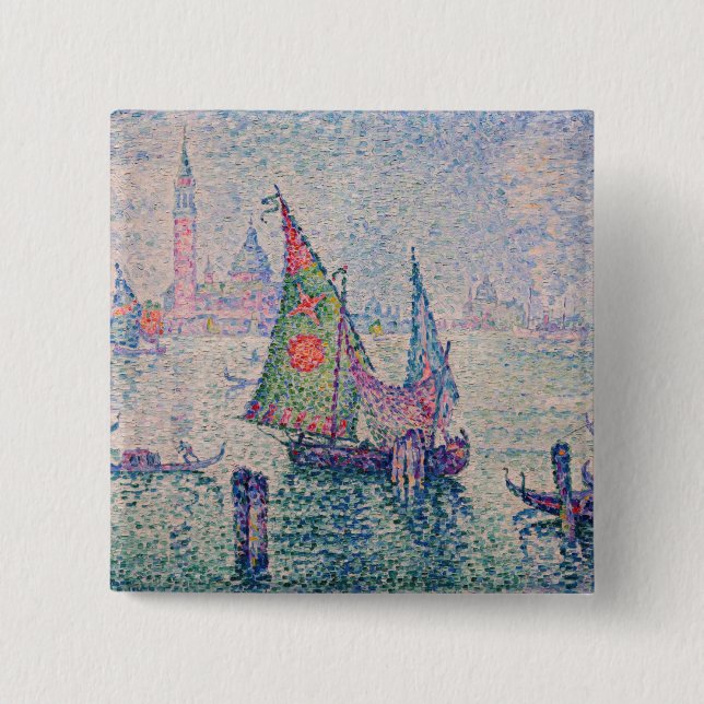 Paul Signac - The Green Sail 2 Inch Square Button (Front)
