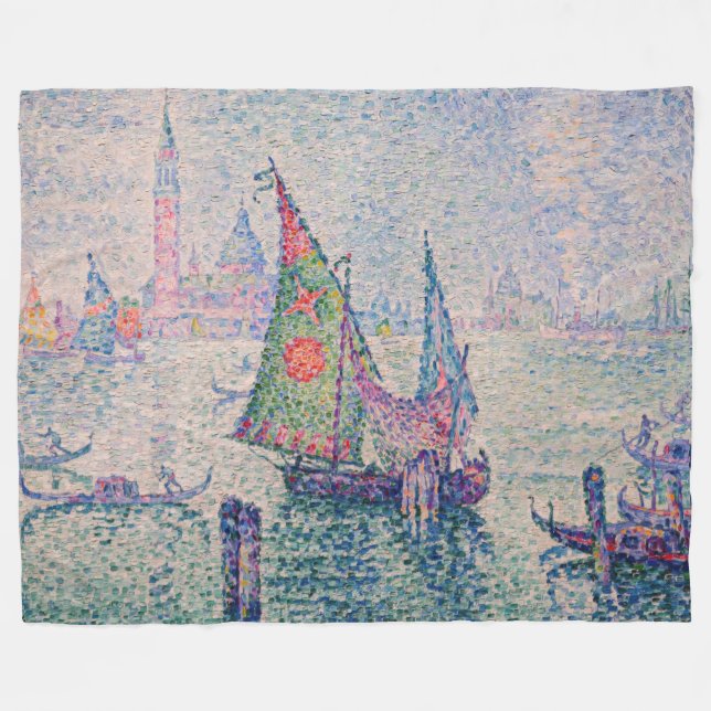 Paul Signac - The Green Sail Fleece Blanket (Front (Horizontal))