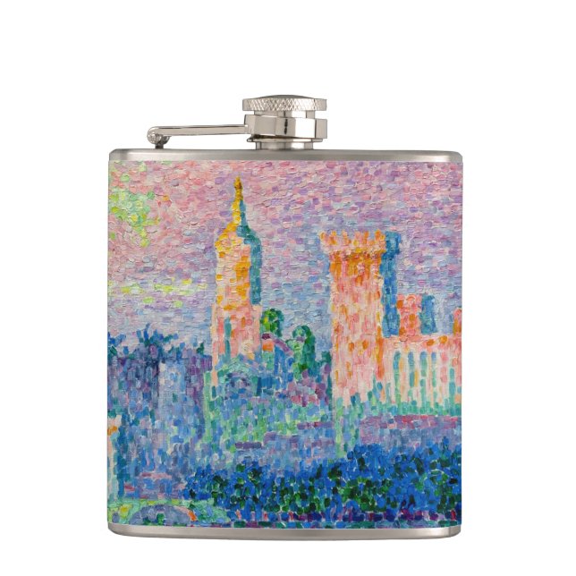 Paul Signac - The Papal Palace, Avignon Hip Flask (Front)