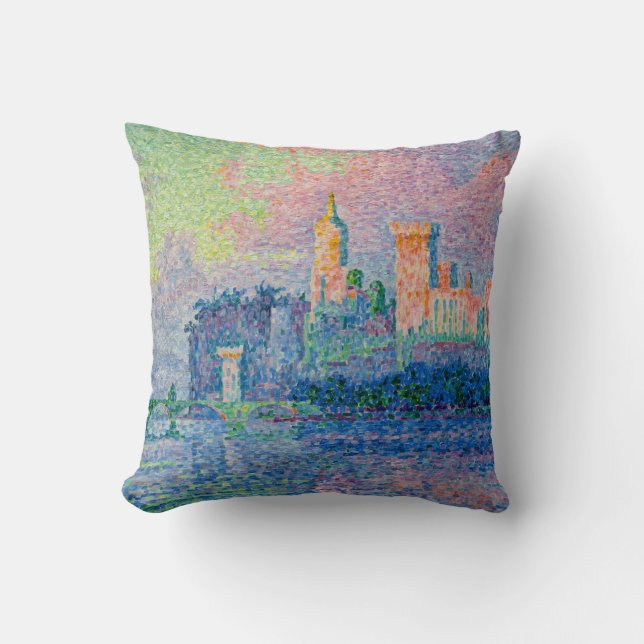 Paul Signac - The Papal Palace, Avignon Throw Pillow (Front)