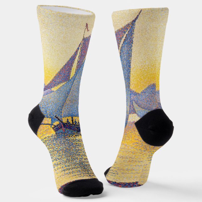 Paul Signac - The Port at Sunset, Opus 236 Socks (Angled)