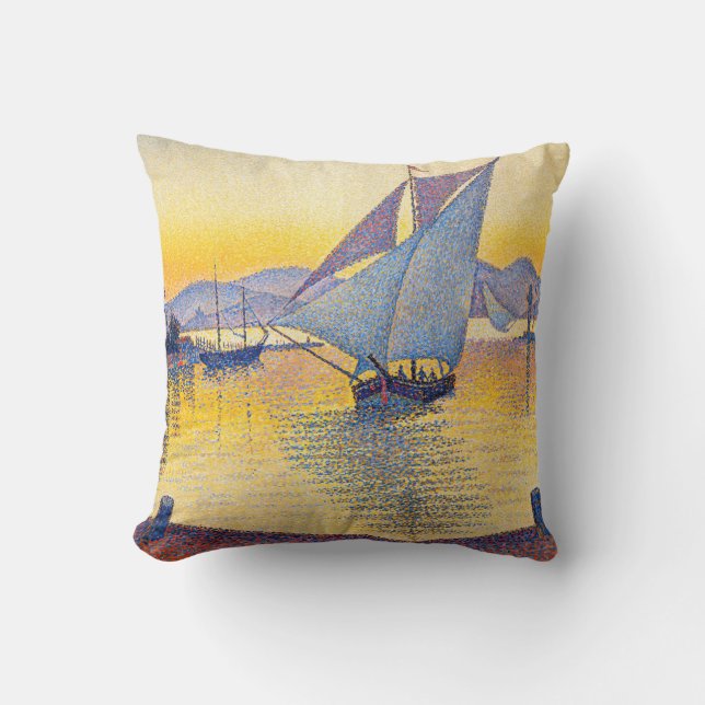 Paul Signac - The Port at Sunset, Opus 236 Throw Pillow (Front)