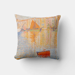 Paul Signac - The Red Buoy, Saint-Tropez Throw Pillow