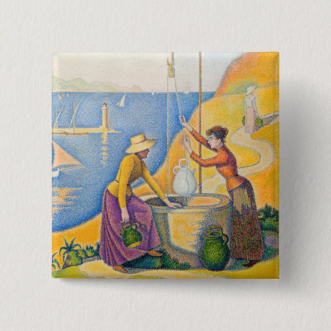Paul Signac - Women at the Well 2 Inch Square Button (Front)