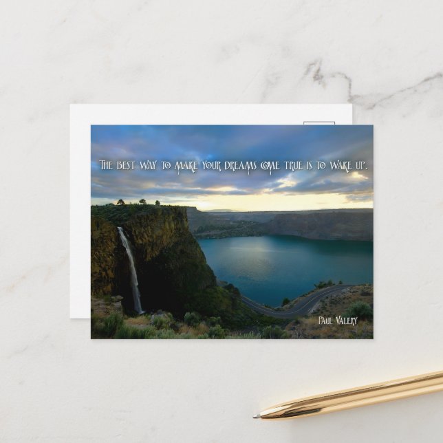 Paul Valery Inspirational Quote "Wake up" Postcard (Front/Back In Situ)