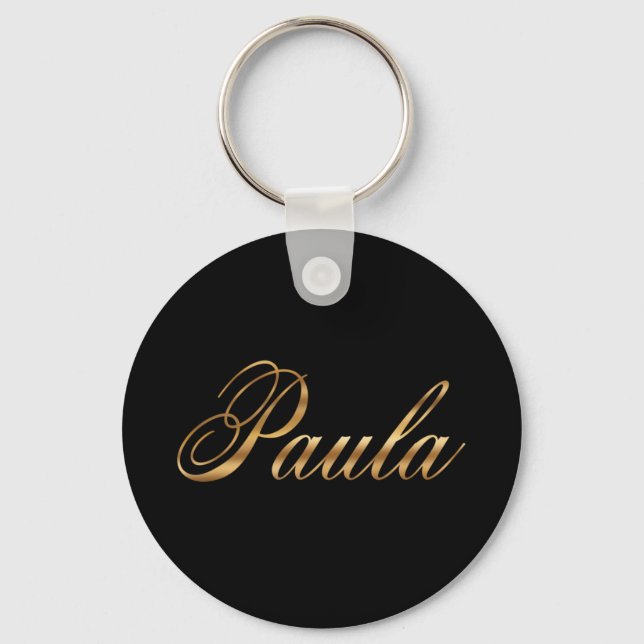 Paula gold Design Lettering Schlüsselanhänger rund Keychain (Front)