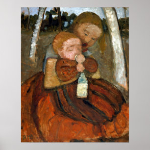 Paula Modersohn-Becker Girl with Toddler Poster