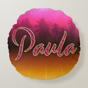 Paula Vorname Name golden pink Kissen Round Pillow