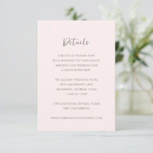 Paulina Modern Soft Pink Simple Elegant Wedding Enclosure Card