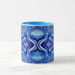 PAULINA ~ Zany 3D Fractal ~ Shades of Blue Mug