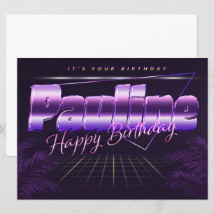 Pauline Name First name lila retro card Birthday