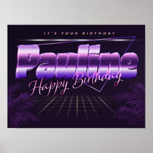 Pauline Name First name lila retro Poster Birthday