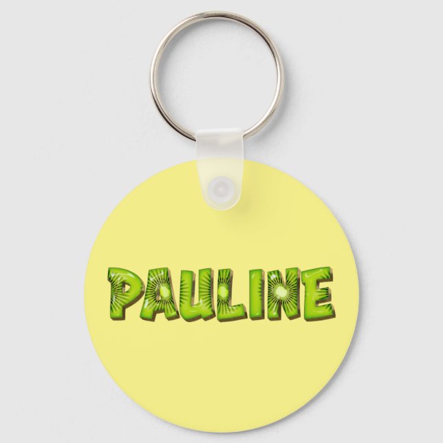 Pauline Name Kiwi Design Key Fans Keychain (Front)