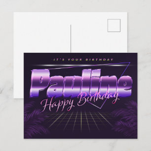 Pauline Name Vorname lila Postkarte Geburtstag Postcard