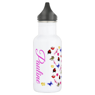Pauline, Name, With Bunnies And Parrots, 532 Ml Water Bottle