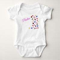 Pauline Name With Bunnies Parrots, Baby Bodysuit