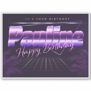 Pauline Prénom lila retro Sticker