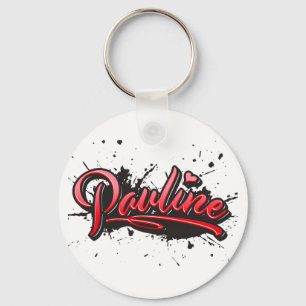Pauline red Heart Graffiti Key Fans Keychain