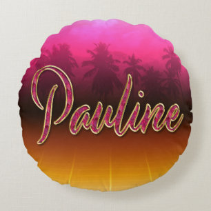 Pauline Vorname Name golden pink Kissen Round Pillow