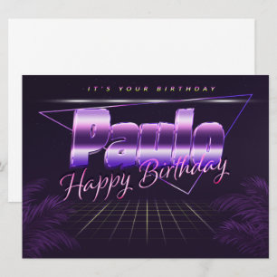 Paulo Name Vorname lila retro Karte Geburtstag Card