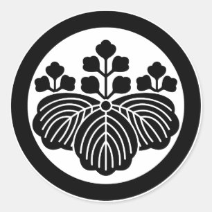 Paulownia with 5&3 blooms in circle classic round sticker