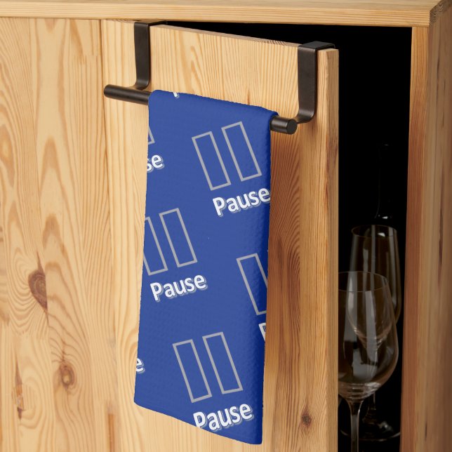 Pause Blue  Kitchen Hand Towel (Thirds Fold)