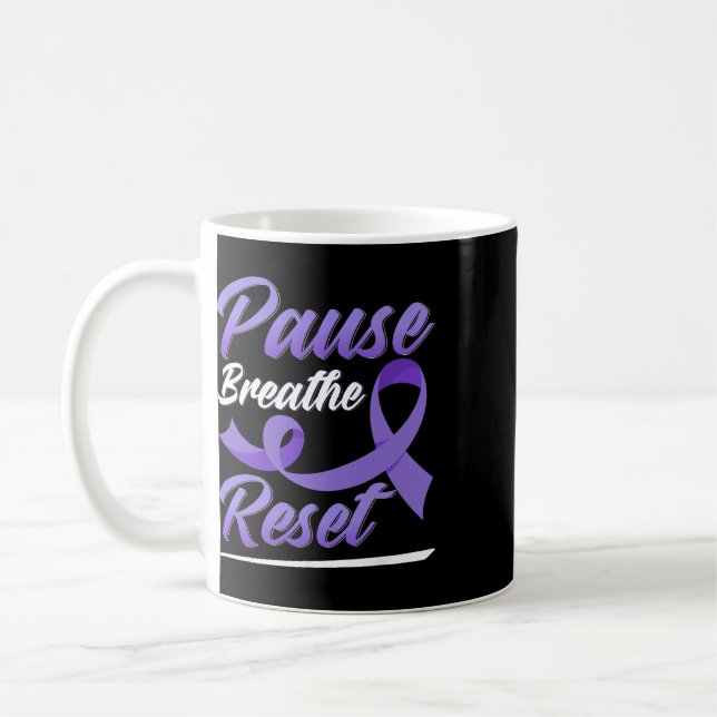 Pause, Breathe, Reset, Stress Awareness  Coffee Mug (Left)