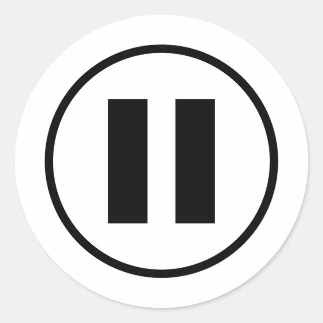 Pause Button Icon Symbol Customizable Classic Round Sticker (Front)
