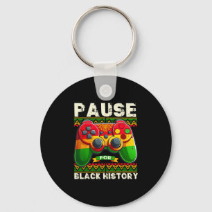 Pause For Black History Month Boys Kids Gamer Vide Keychain