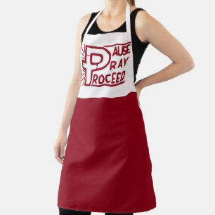 PAUSE PRAY PROCEED CHRISTIAN APRON