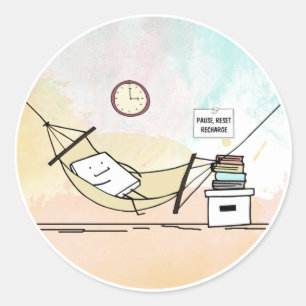 Pause, Reset, Recharge  Classic Round Sticker