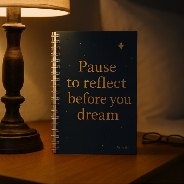 Pause to Reflect  – Midnight Blue Minimalist  Notebook (Pause to reflect before you dream notebook - night routine)
