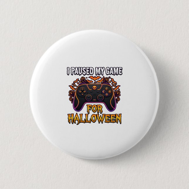 Paused Game Halloween Controller Bats Ghosts_1 2 Inch Round Button (Front)