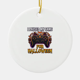 Paused Game Halloween Controller Bats Ghosts_1 Ceramic Ornament