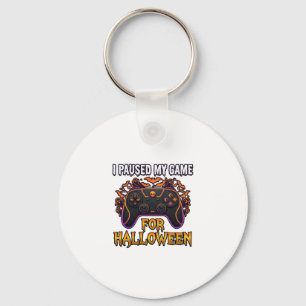 Paused Game Halloween Controller Bats Ghosts_1 Keychain