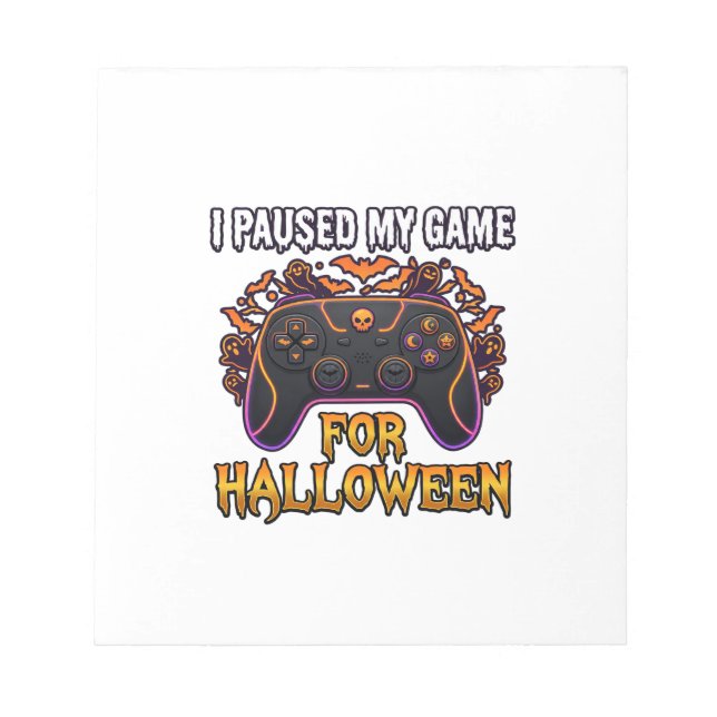 Paused Game Halloween Controller Bats Ghosts_1 Notepad (Front)