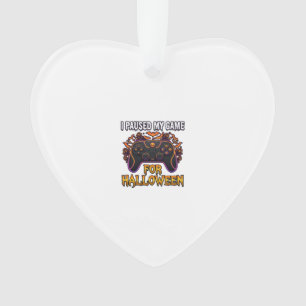 Paused Game Halloween Controller Bats Ghosts_1 Ornament