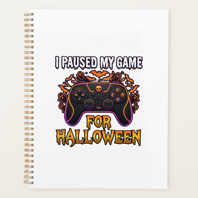Paused Game Halloween Controller Bats Ghosts_1 Planner (Front)