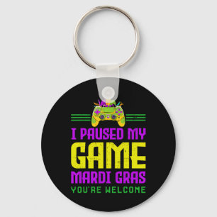 Paused My Game For Mardi Gras Video Game Controlle Keychain
