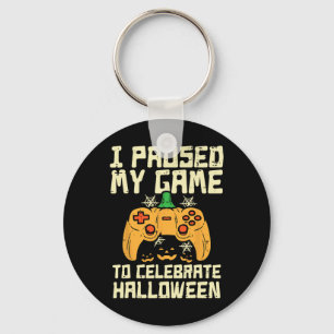 Paused My Game Halloween Gamer Gaming Costume Boys Keychain