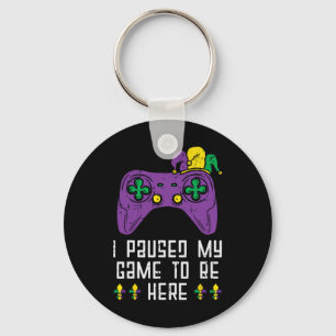 Paused My Game Mardi Gras Video Gaming Gamer Boys Keychain